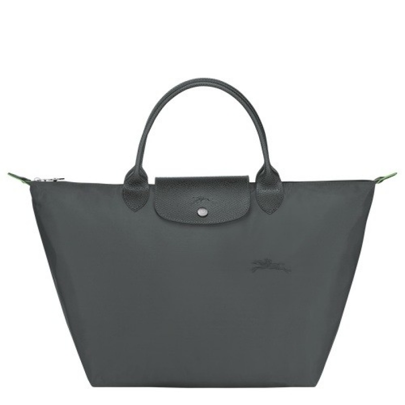 Graphite Longchamp Le Pliage Green M Handbag | SN-LCMP47715