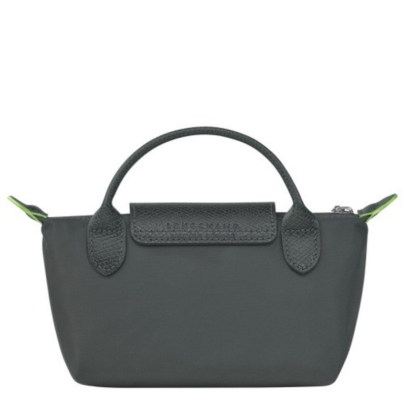 Graphite Longchamp Le Pliage Green Pouch With Handle | SN-LCMP48398