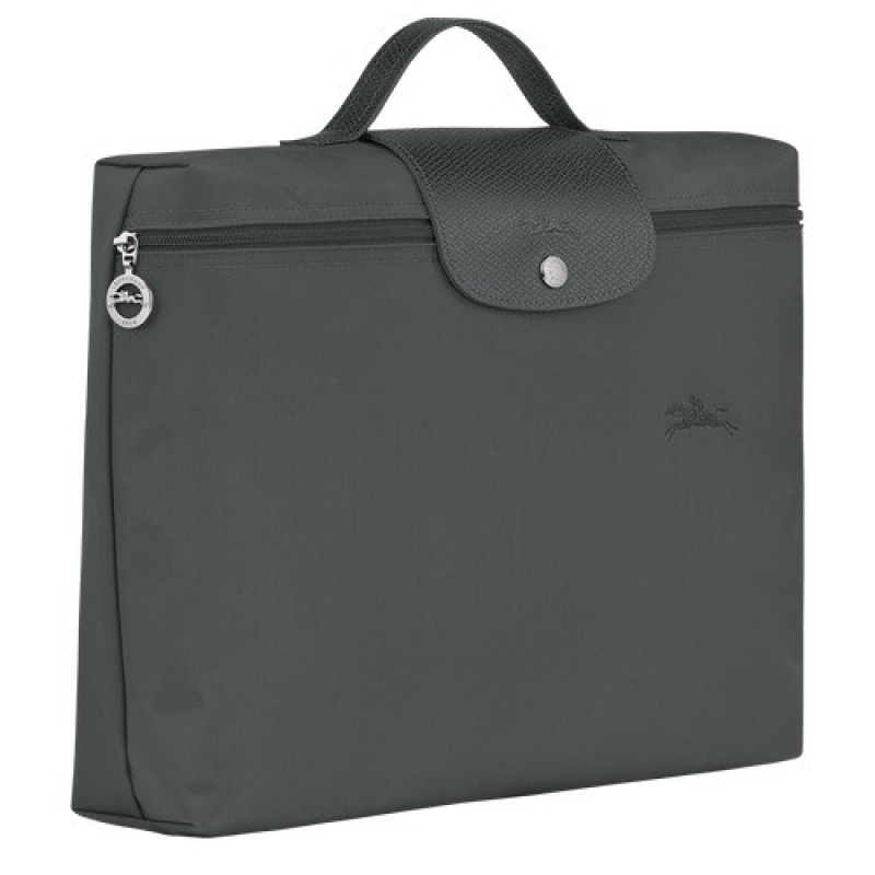 Graphite Longchamp Le Pliage Green S Briefcase | SN-LCMP49019