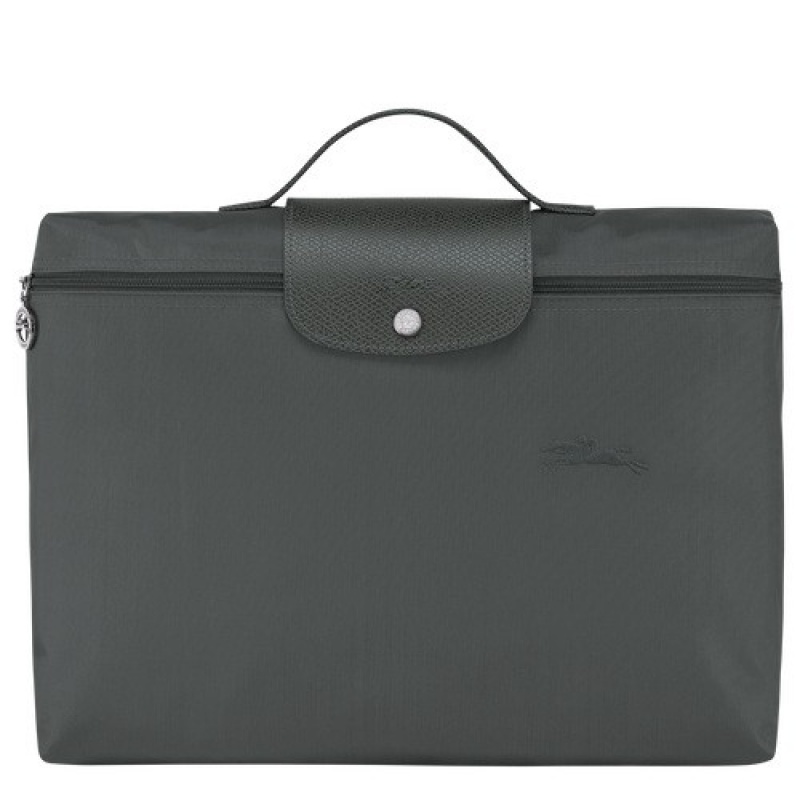 Graphite Longchamp Le Pliage Green S Briefcase | SN-LCMP49019