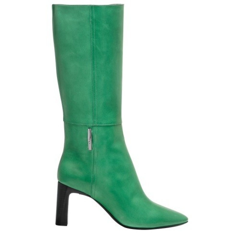 Grass/Green Light Longchamp Roseau Heel Boots | SN-LCMP48803