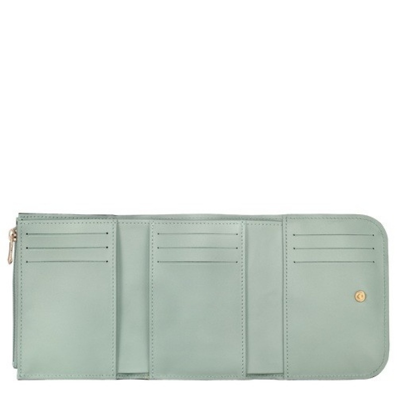 Green-gray Longchamp Box-trot Wallet | SN-LCMP48255