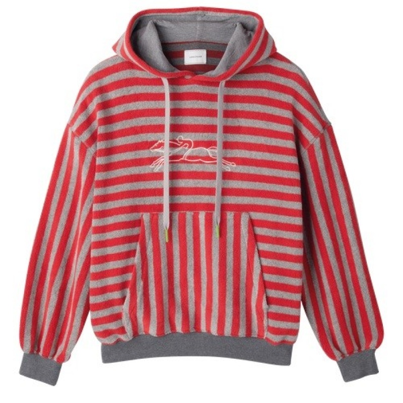 Grey/Red Longchamp Hoodie | SN-LCMP48704