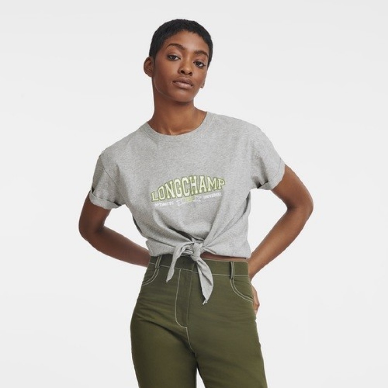 Grey Longchamp Tied T-shirt | SN-LCMP48716