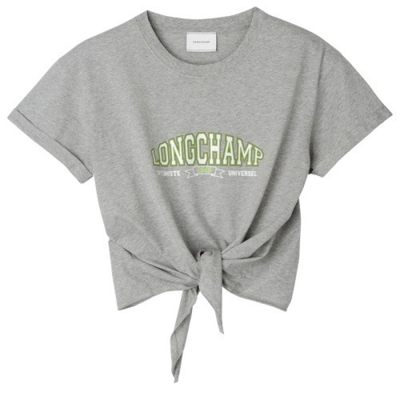 Grey Longchamp Tied T-shirt | SN-LCMP48716