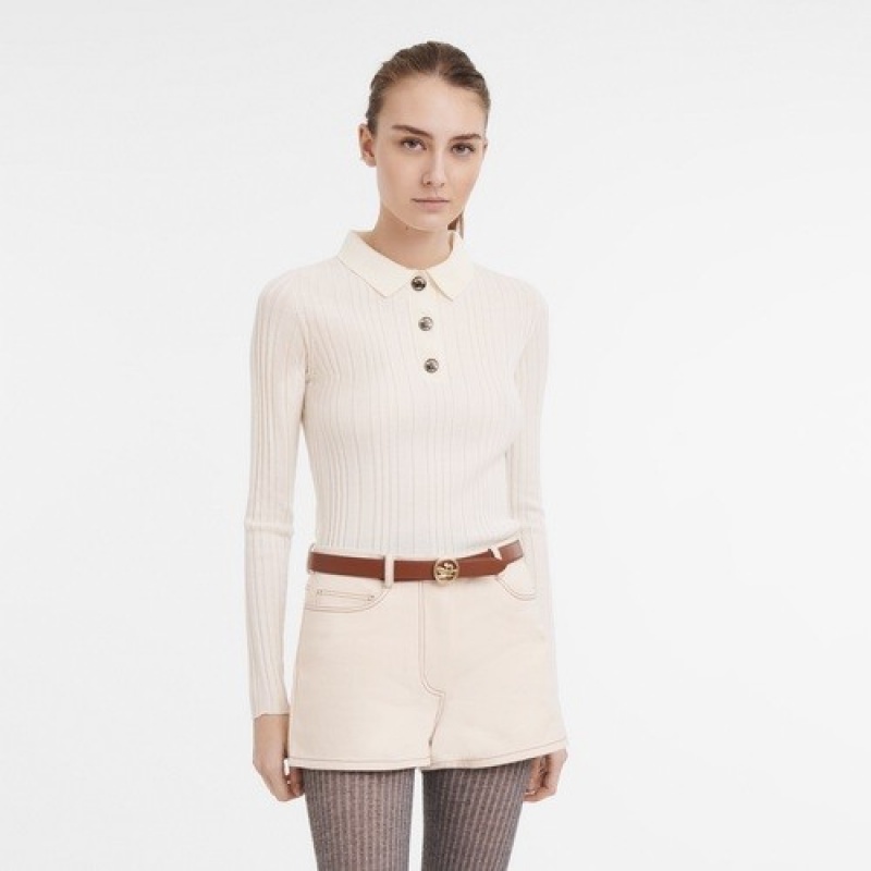 Ivory Longchamp Polo Neck Sweater | SN-LCMP48689