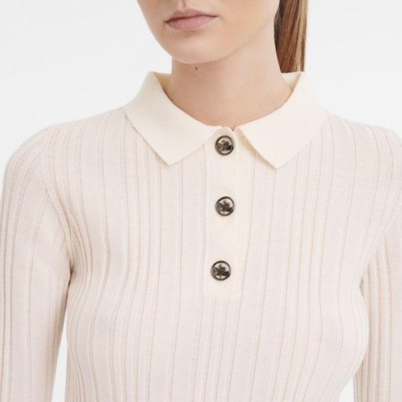 Ivory Longchamp Polo Neck Sweater | SN-LCMP48689