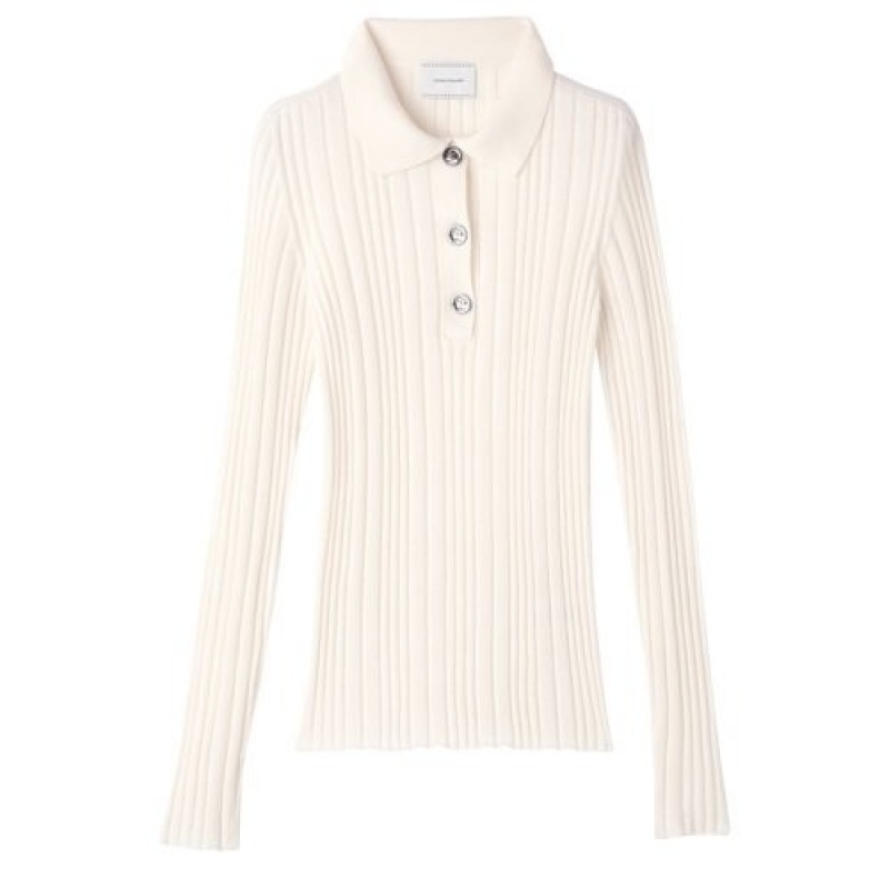 Ivory Longchamp Polo Neck Sweater | SN-LCMP48689