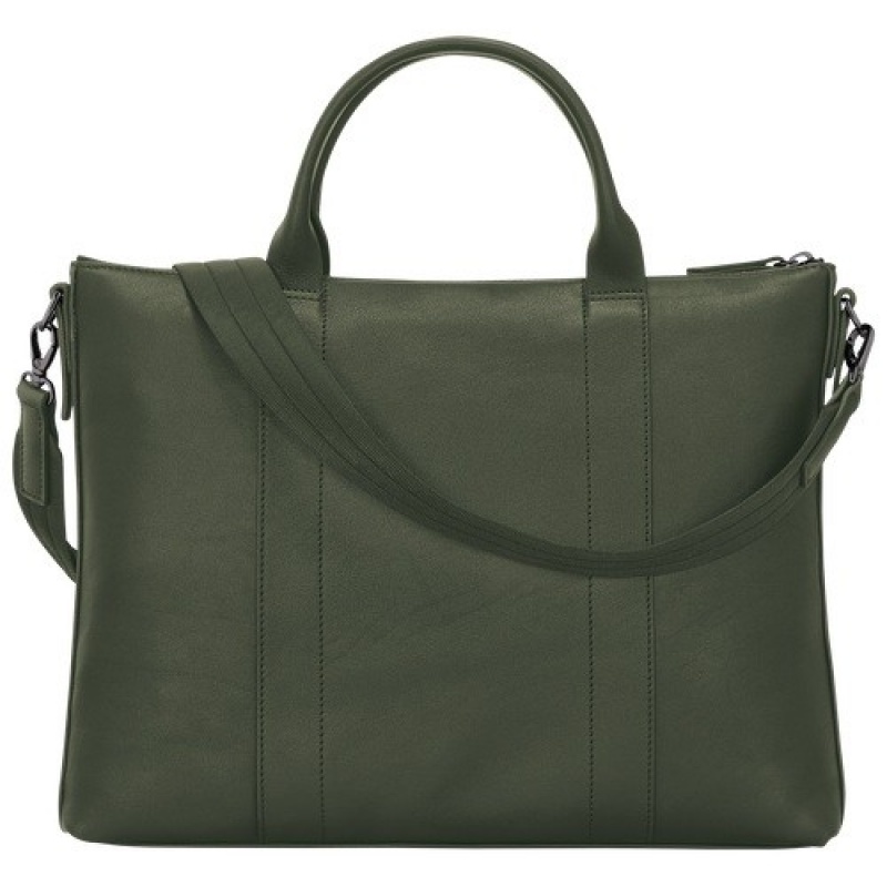 Khaki Longchamp 3d Briefcase | SN-LCMP49023