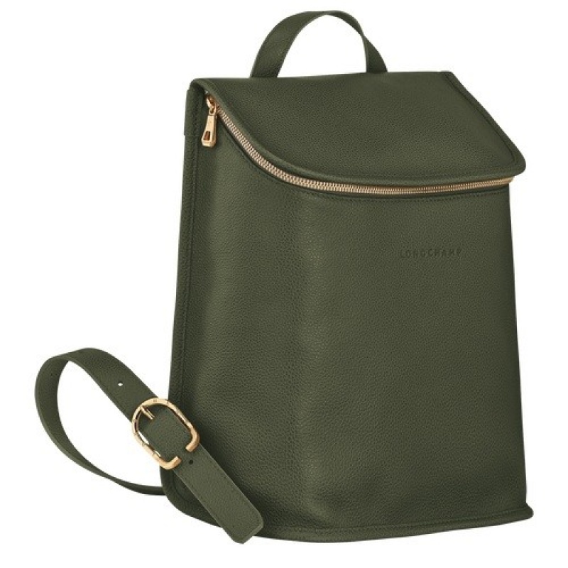 Khaki Longchamp Le Foulonné Backpack | SN-LCMP48142