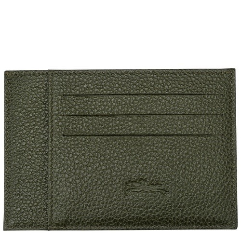 Khaki Longchamp Le Foulonné Card Holder | SN-LCMP49250