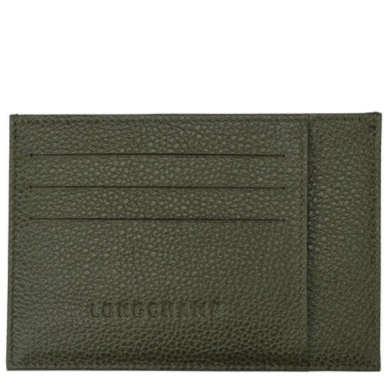 Khaki Longchamp Le Foulonné Card Holder | SN-LCMP48341