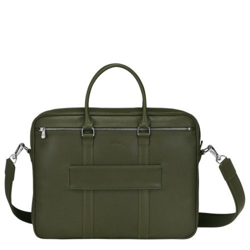 Khaki Longchamp Le Foulonné S Briefcase | SN-LCMP49048