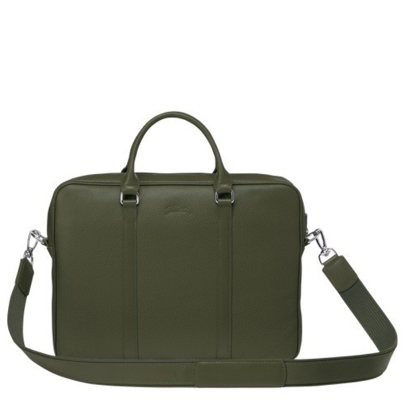 Khaki Longchamp Le Foulonné Xs Briefcase | SN-LCMP49051