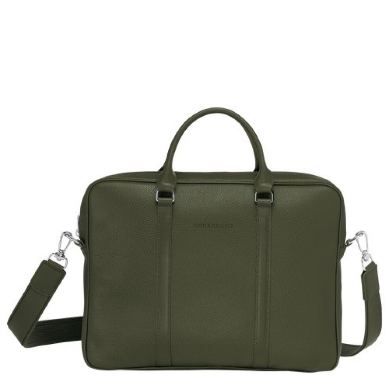 Khaki Longchamp Le Foulonné Xs Briefcase | SN-LCMP48192