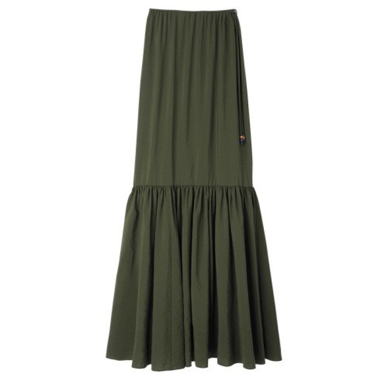 Khaki Longchamp Long Skirt | SN-LCMP48686