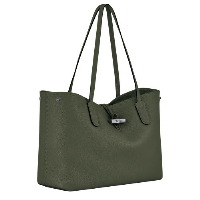 Khaki Longchamp Roseau Essential L Tote Bag | SN-LCMP48066