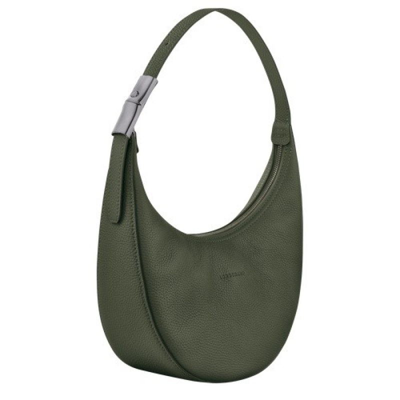 Khaki Longchamp Roseau Essential M Hobo Bag | SN-LCMP48070