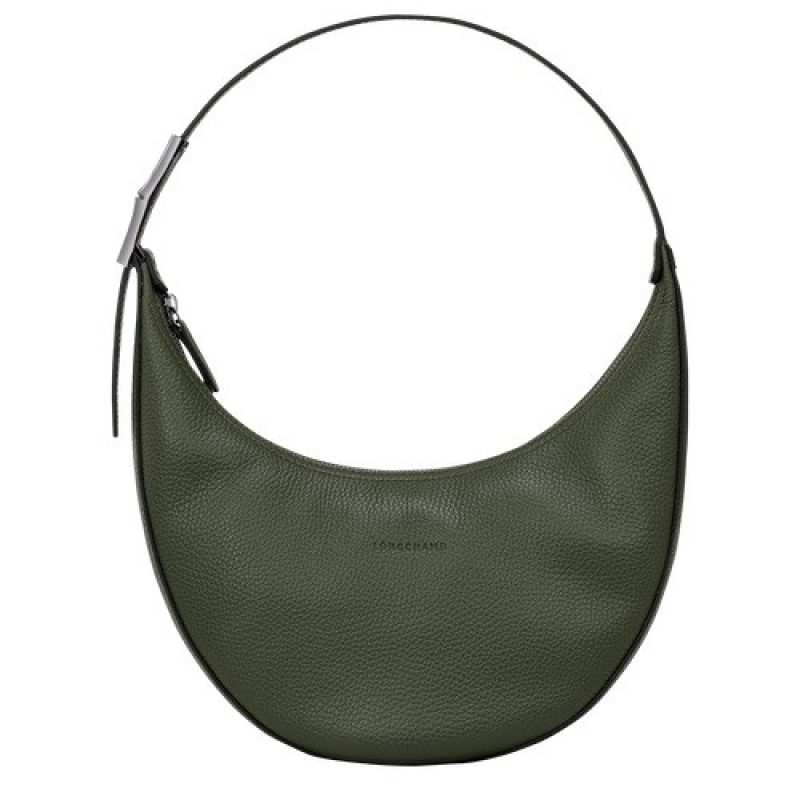 Khaki Longchamp Roseau Essential M Hobo Bag | SN-LCMP48070