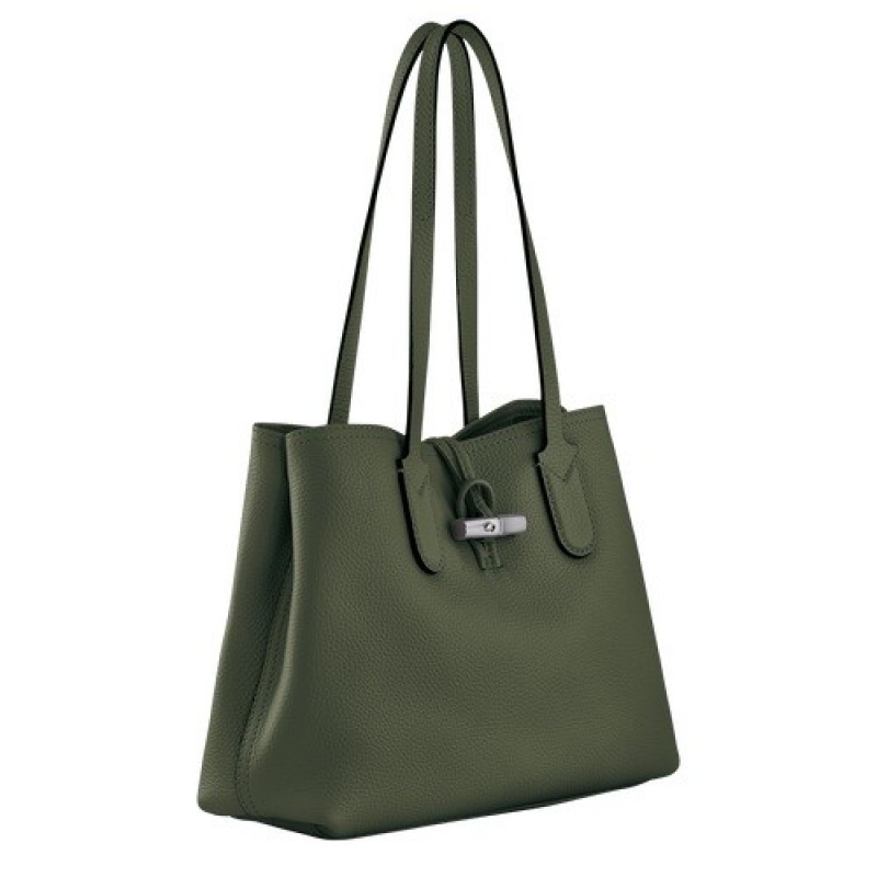 Khaki Longchamp Roseau Essential M Tote Bag | SN-LCMP48071