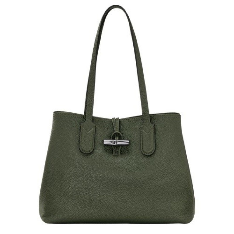 Khaki Longchamp Roseau Essential M Tote Bag | SN-LCMP48071