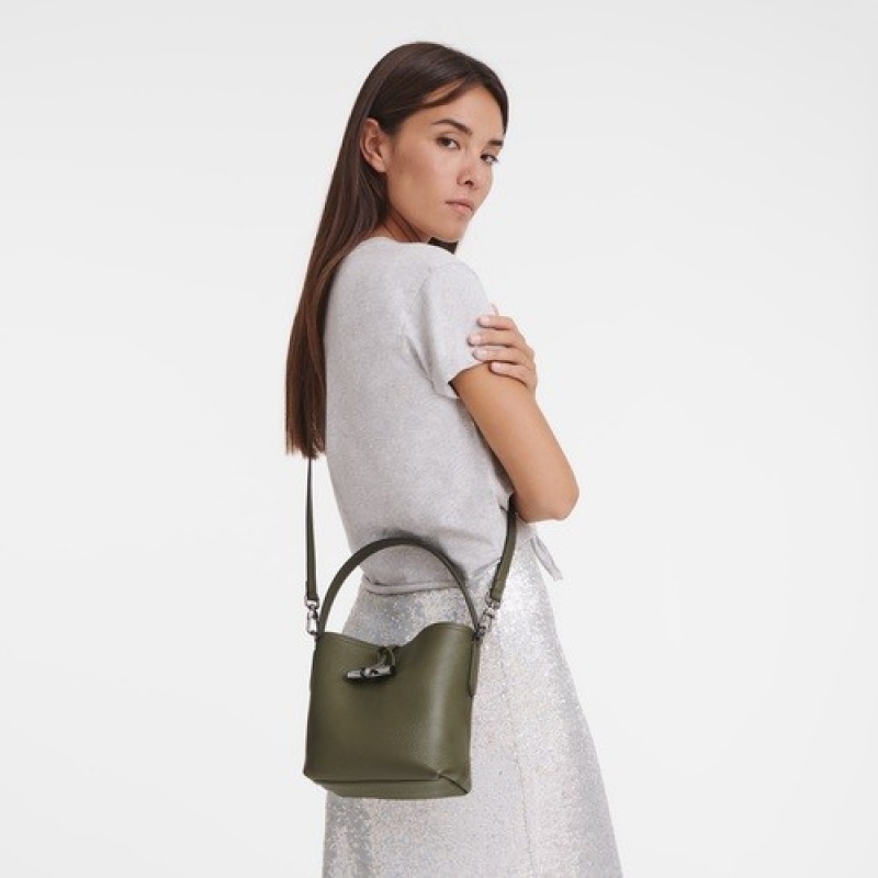 Khaki Longchamp Roseau Essential Xs Bucket Bag | SN-LCMP47939