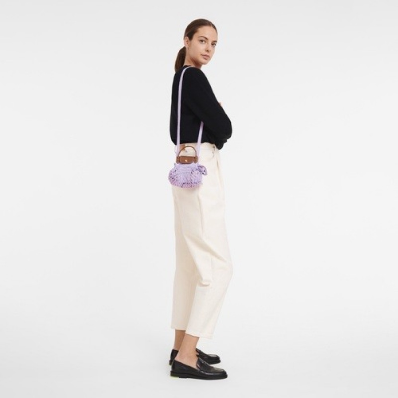 Lilac Longchamp Le Pliage Filet Xs Mesh Bag | SN-LCMP47879