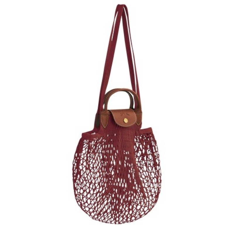 Mahogany Longchamp Le Pliage Filet L Mesh Bag | SN-LCMP47783