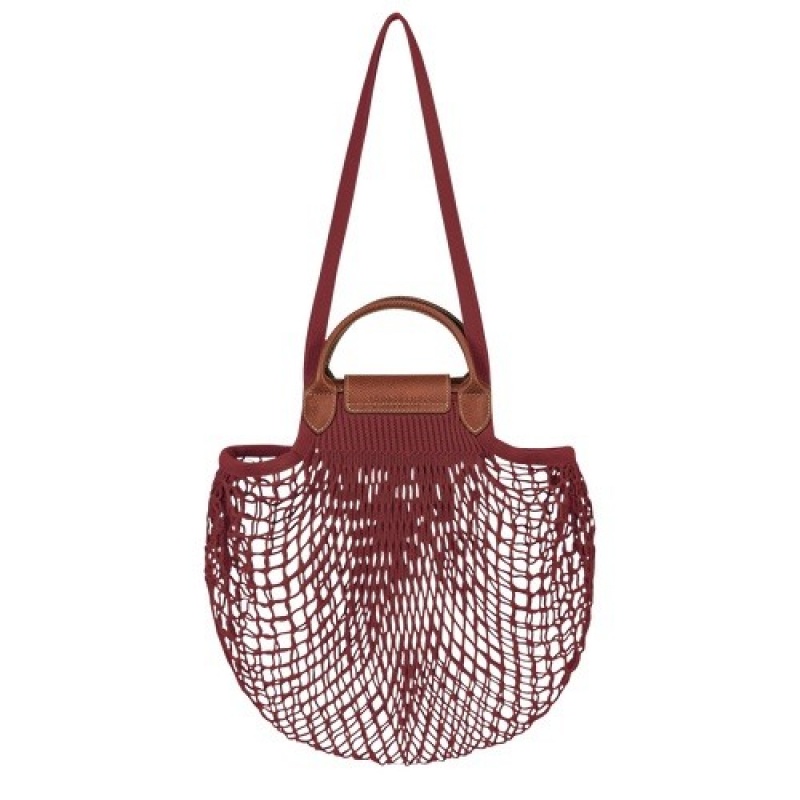 Mahogany Longchamp Le Pliage Filet L Mesh Bag | SN-LCMP47783