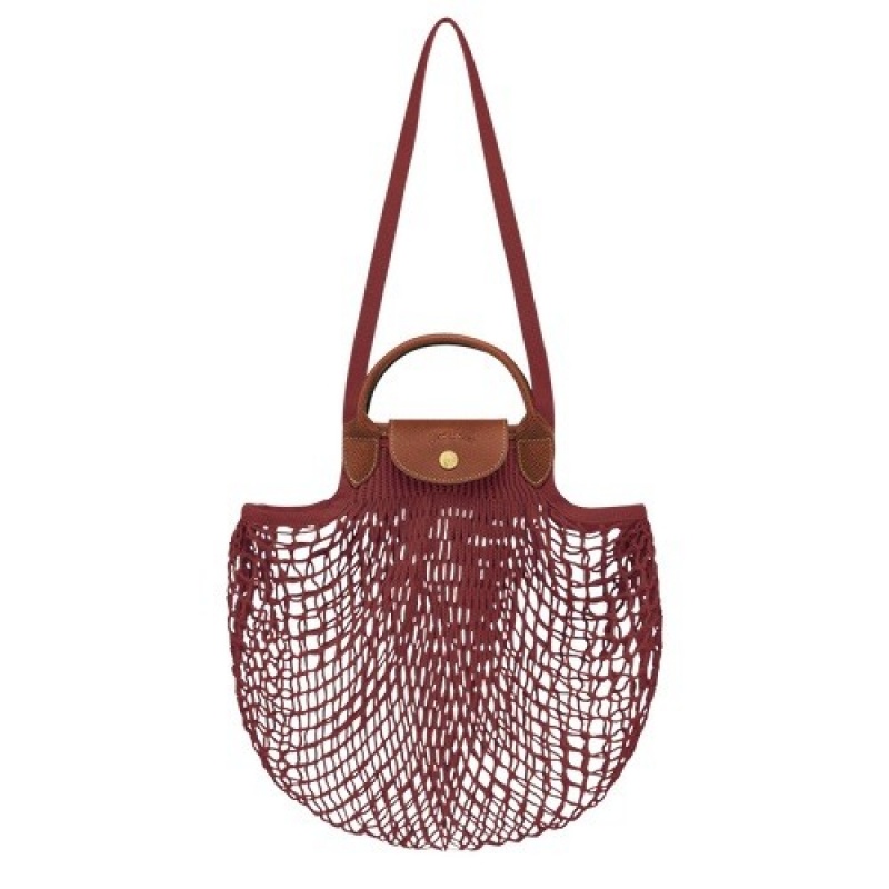 Mahogany Longchamp Le Pliage Filet L Mesh Bag | SN-LCMP47783