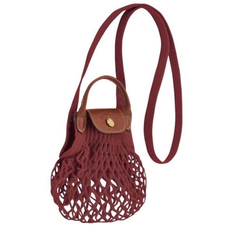 Mahogany Longchamp Le Pliage Filet Xs Mesh Bag | SN-LCMP47943