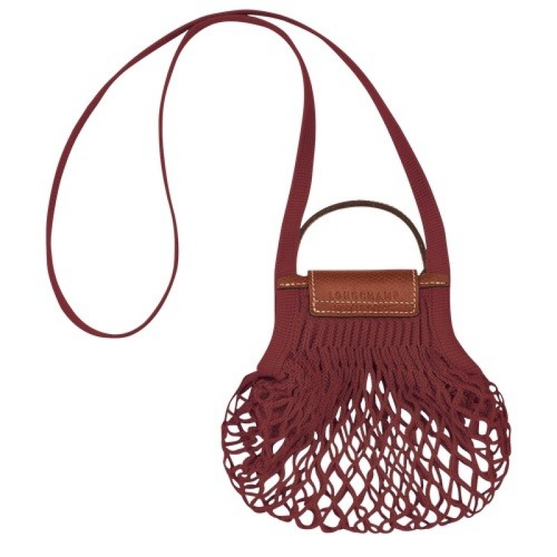 Mahogany Longchamp Le Pliage Filet Xs Mesh Bag | SN-LCMP47943