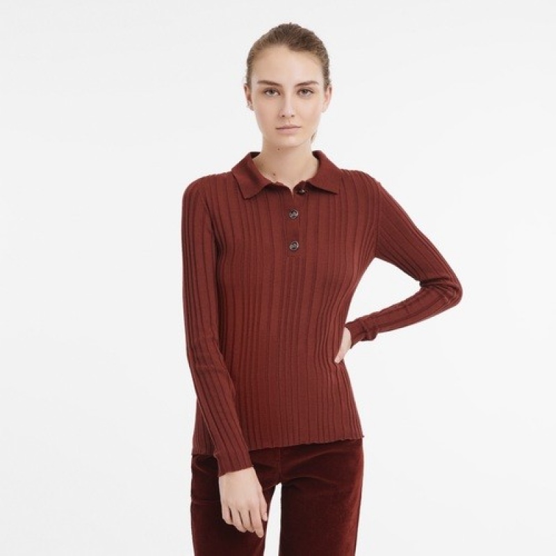 Mahogany Longchamp Polo Neck Sweater | SN-LCMP48690