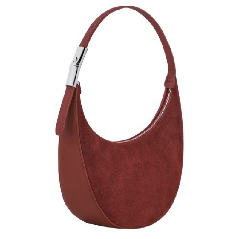 Mahogany Longchamp Roseau Essential M Hobo Bag | SN-LCMP47960