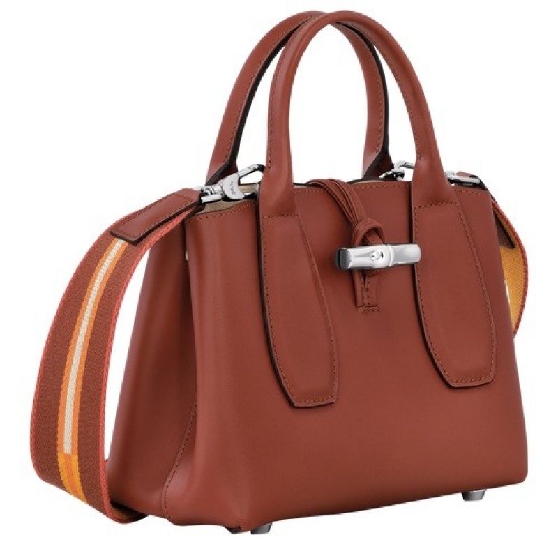 Mahogany Longchamp Roseau M Handbag | SN-LCMP47779