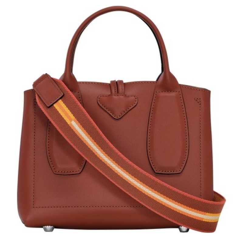 Mahogany Longchamp Roseau M Handbag | SN-LCMP47779