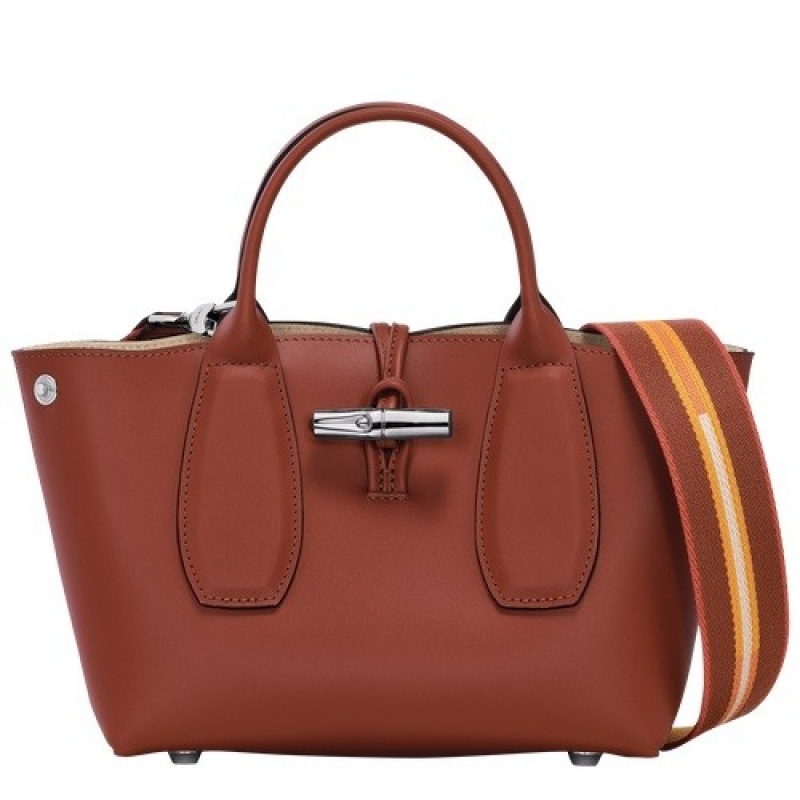 Mahogany Longchamp Roseau M Handbag | SN-LCMP47779