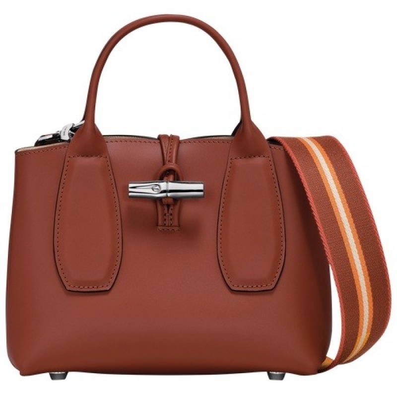 Mahogany Longchamp Roseau M Handbag | SN-LCMP47779