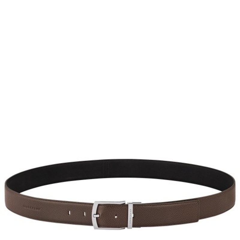 Mocha/Black Longchamp Le Foulonné Men\'s Belt | SN-LCMP49453