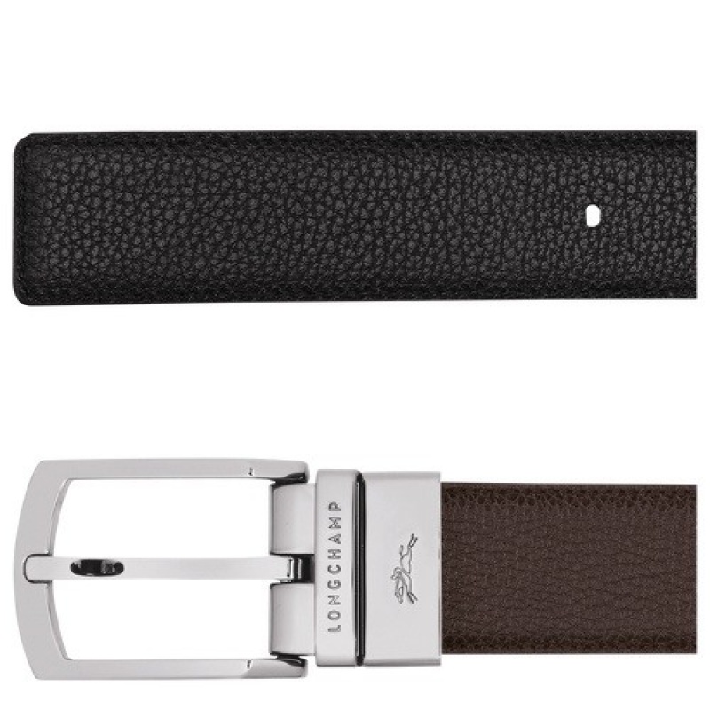 Mocha/Black Longchamp Le Foulonné Men's Belt | SN-LCMP49457