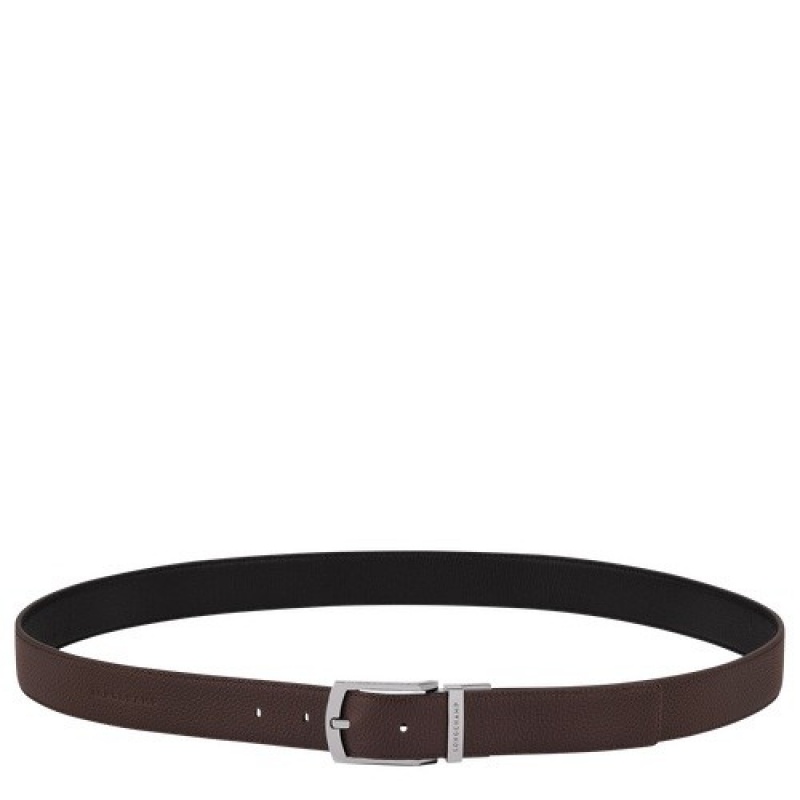 Mocha/Black Longchamp Le Foulonné Men\'s Belt | SN-LCMP49457