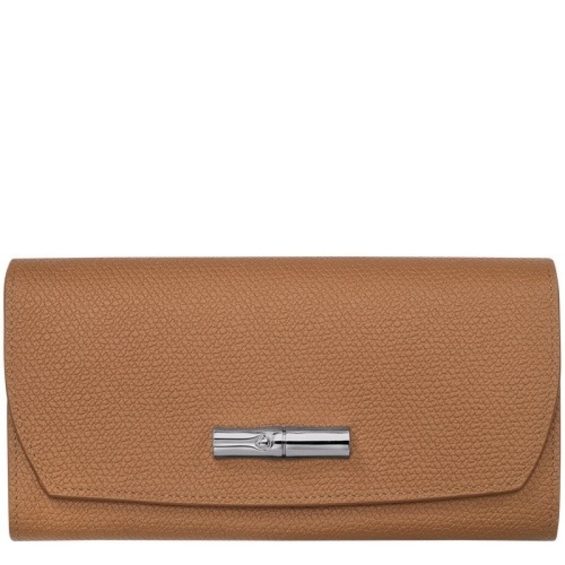 Natural Longchamp Roseau Continental Wallet | SN-LCMP48281