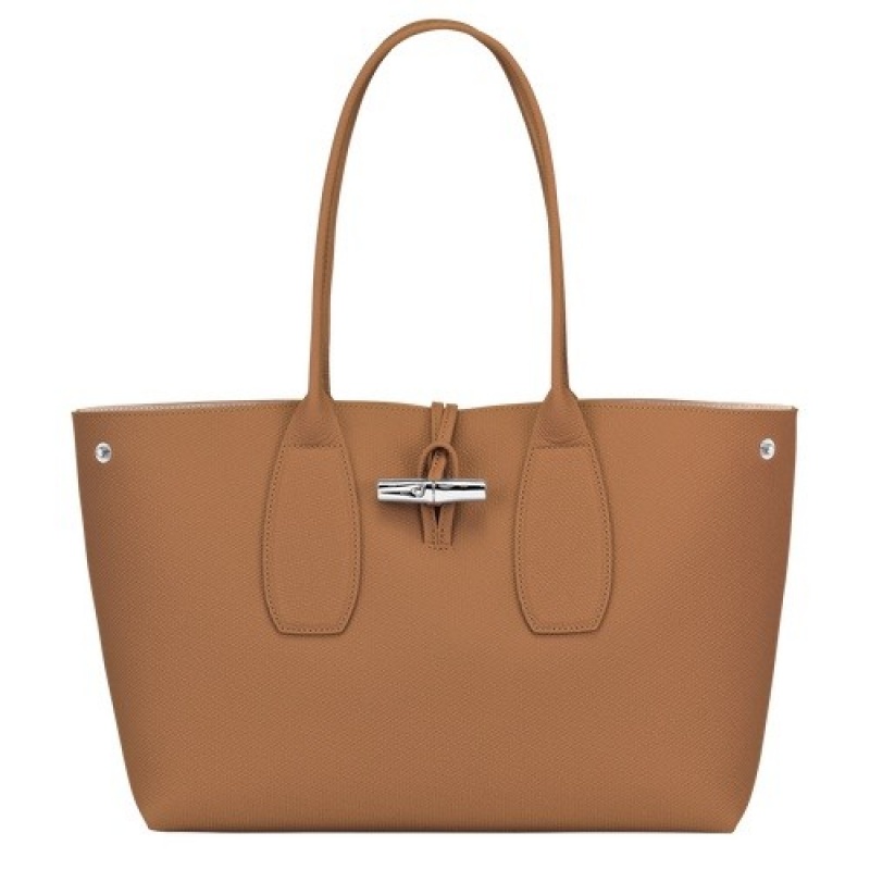 Natural Longchamp Roseau L Tote Bag | SN-LCMP48001