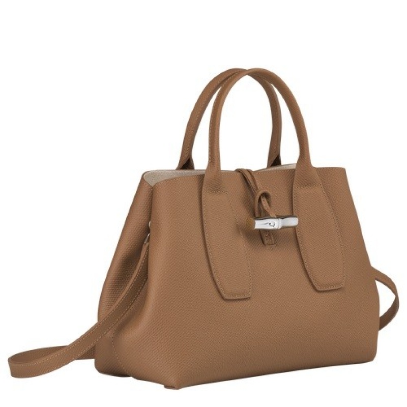 Natural Longchamp Roseau M Handbag | SN-LCMP47770