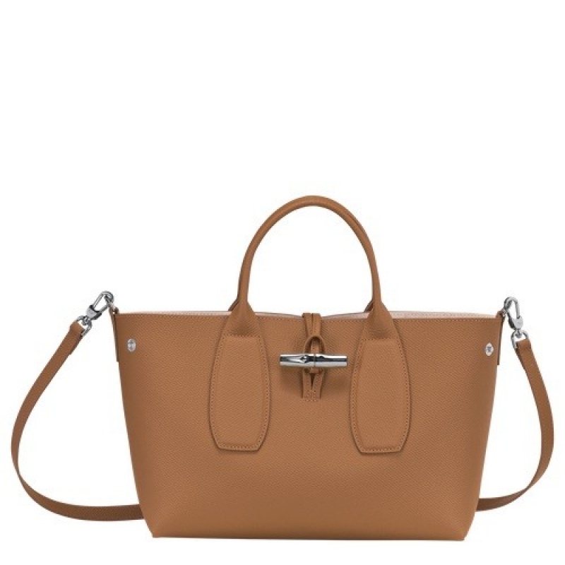 Natural Longchamp Roseau M Handbag | SN-LCMP47770