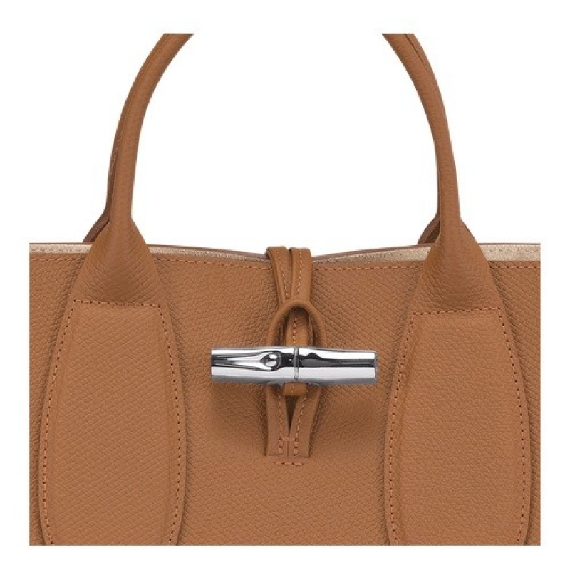 Natural Longchamp Roseau M Handbag | SN-LCMP47770