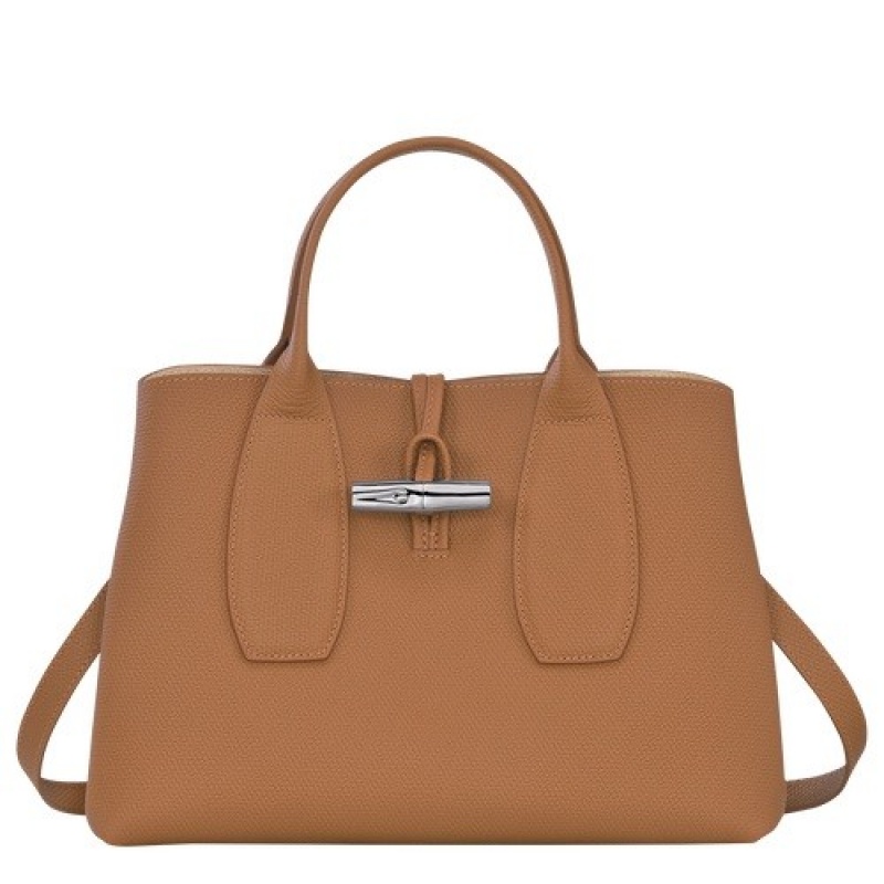 Natural Longchamp Roseau M Handbag | SN-LCMP47770