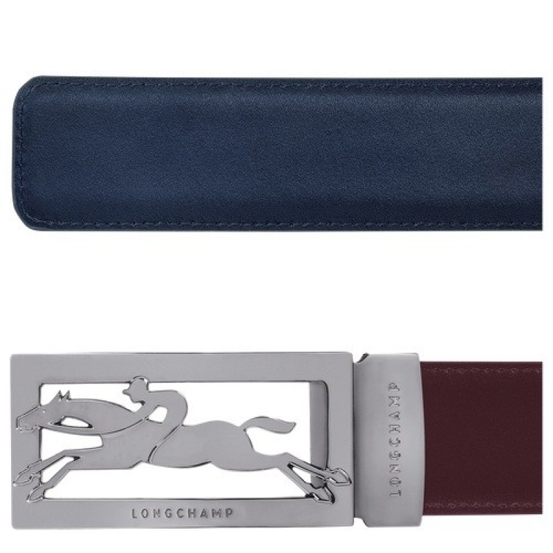 Navy/Burgundy Longchamp Delta Box Men's Belt | SN-LCMP49432