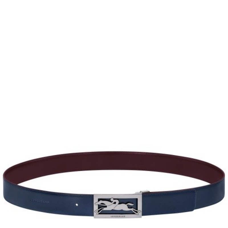 Navy/Burgundy Longchamp Delta Box Men\'s Belt | SN-LCMP49432