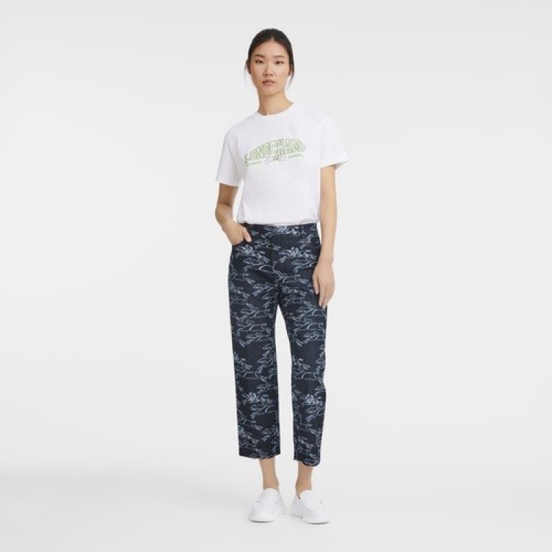 Navy Longchamp Cropped Trousers | SN-LCMP48761